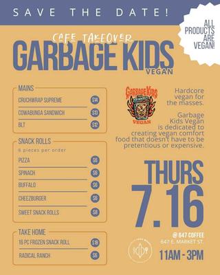 Cafe Takeover Featuring Garbage Kids Vegan