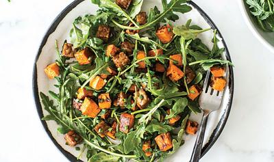 Sweet Potato Salad With Tempeh and Maple-Mustard Dressing