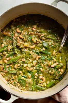Spring Green Minestrone with Pesto