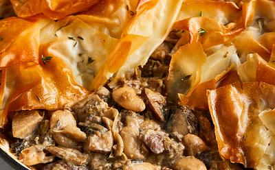 Mushroom And Butter Bean Filo Pie