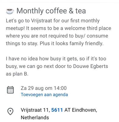 Eindhoven Monthly coffee & tea