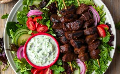 Vegan Kebab Skewers With Salatet Zabadi