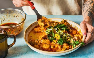 Tahini Beans With Smashed Cucumbers