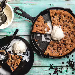 Vegan Salted Chocolate Chip Skillet Cookie Ã  la Mode