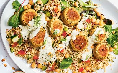 Minty Tabbouleh With Baked Falafel And Tzatziki