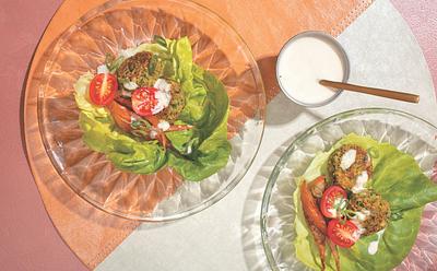 These Falafel And Pear Lettuce Wraps Are High In Plant Protein