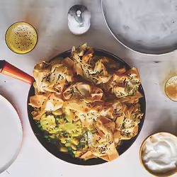 Vegan Frying Pan Samosa Pie With Potatoes and CauliflowerÂ 