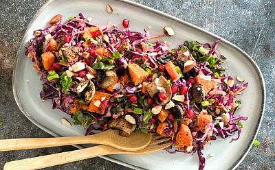 How To Make This Mushroom, Sweet Potato, And Tahini Salad